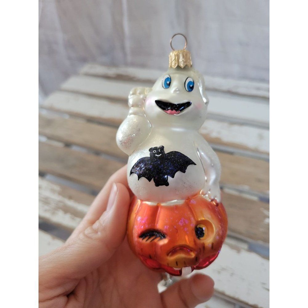 Radko jack n spook ghost pumpkin bat glass ornament Express holiday tree